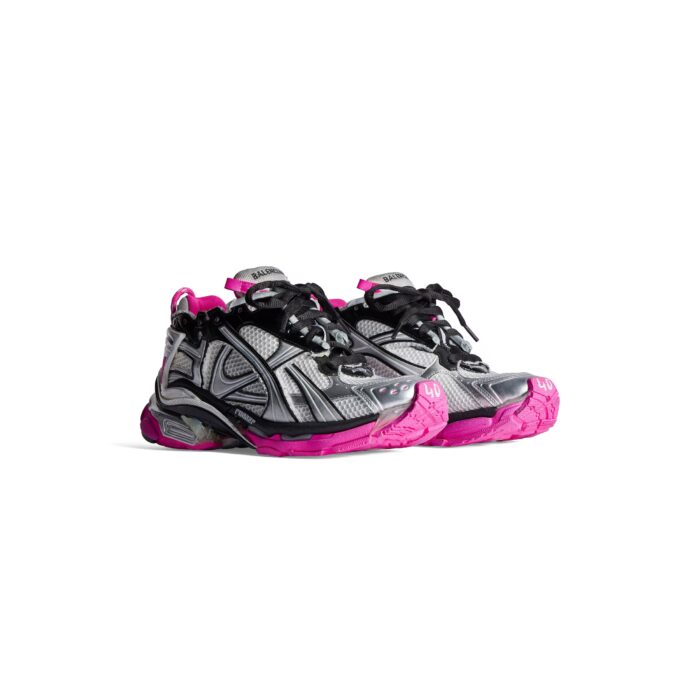 Balenciaga Women’s Runner Sneaker in Silver/Black/Neon Pink