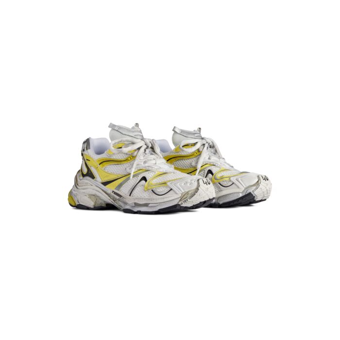 Balenciaga Men’s Runner 2.0 Sneaker in White/Yellow/Black